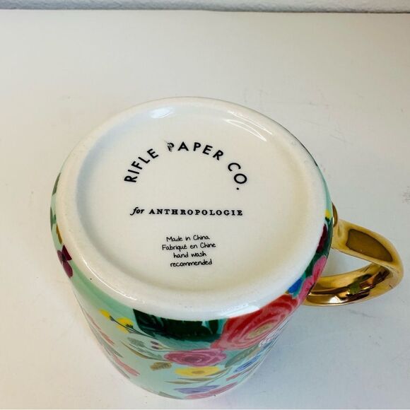 Anthropologie Rifle Paper Company Floral Initial W Mug 16 Oz - Picture 4 of 4